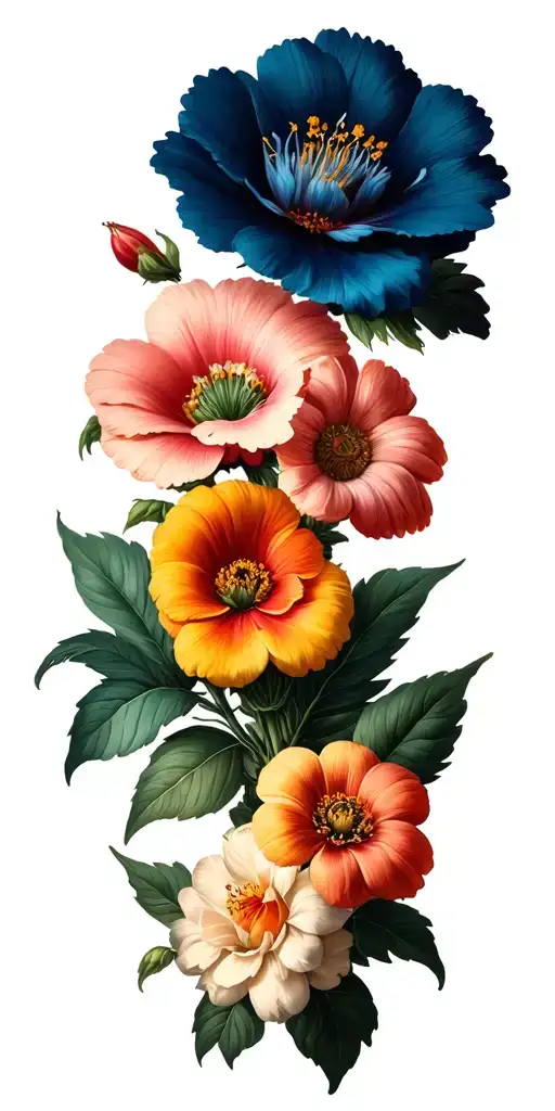 6 Different Rare Flowers Blooming And Intertwining