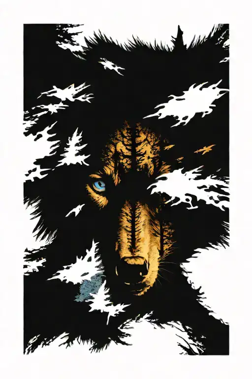 Wolf Blue Eyes Forest