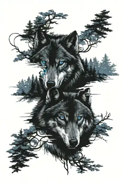 Wolf Blue Eyes Forest