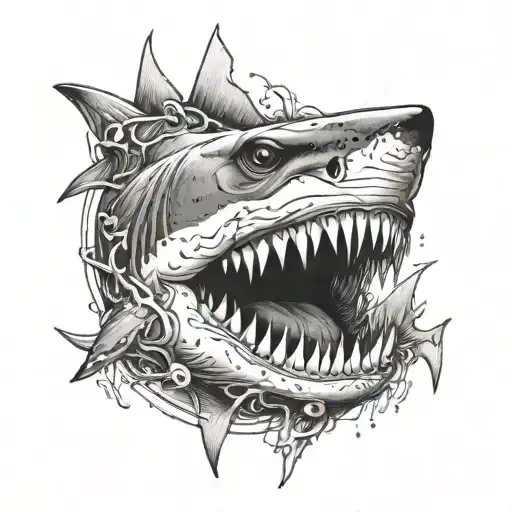 Vicking Navigating Symbol Inside Shark Jaws