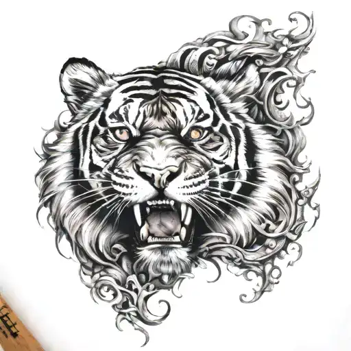 Tiger And Flame And Black And Claw And Tooth And Blood And Pain And Eye