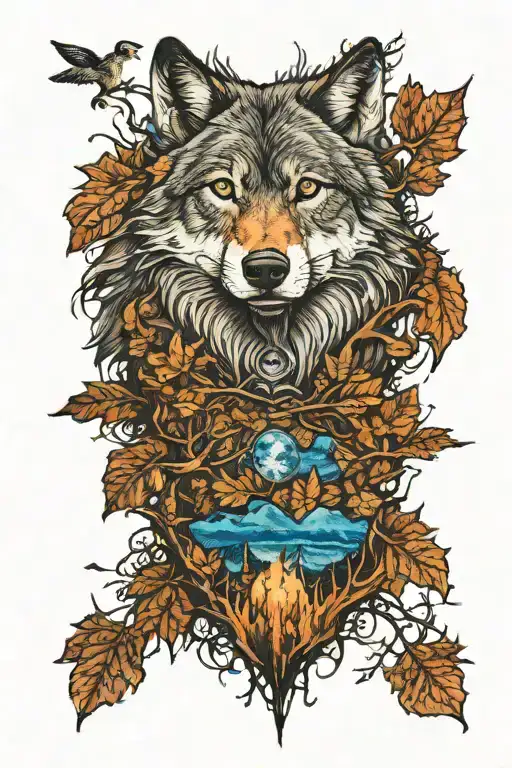 Wolf In Blue Eyes Howling Forest Scene