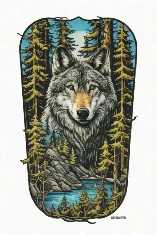 Wolf Blue Eyes Howling Forest Landscape