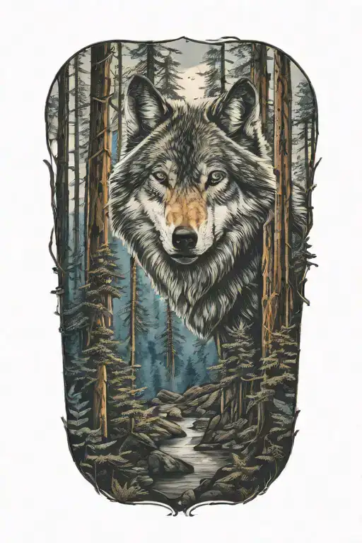 Wolf Blue Eyes Howling Forest Landscape