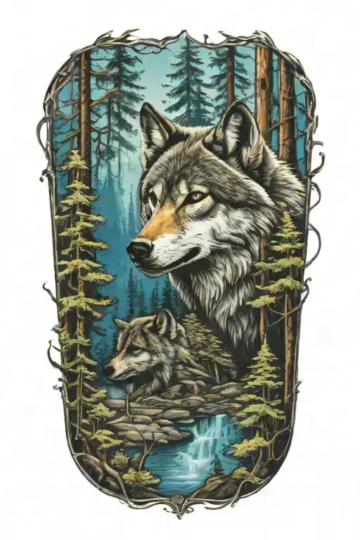 Wolf Blue Eyes Howling Forest Landscape
