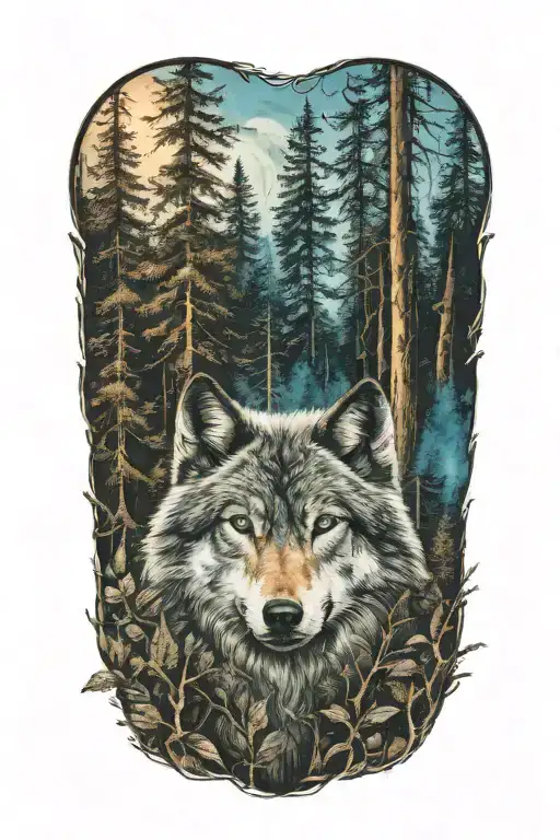 Wolf Blue Eyes Howling Forest Landscape