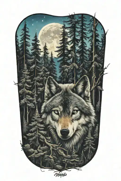 Wolf Blue Eyes Howling Forest Landscape