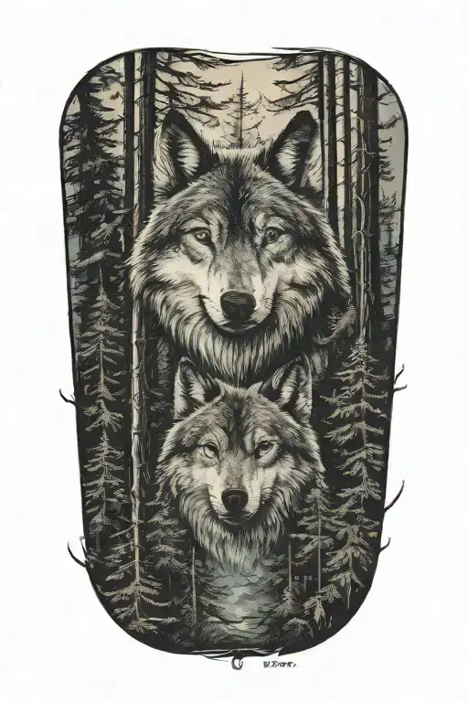 Wolf Blue Eyes Howling Forest Landscape