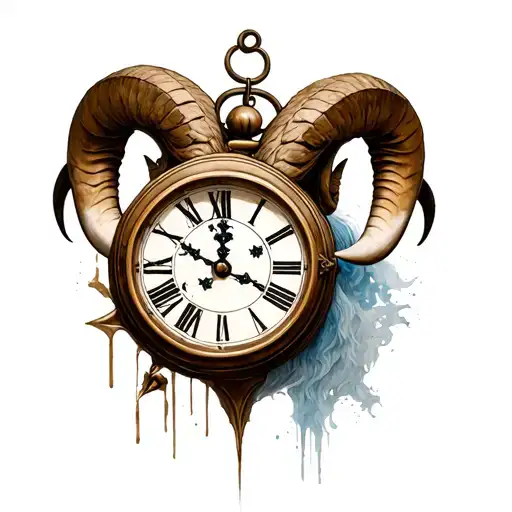 Clock And Aries Zodiac Sign