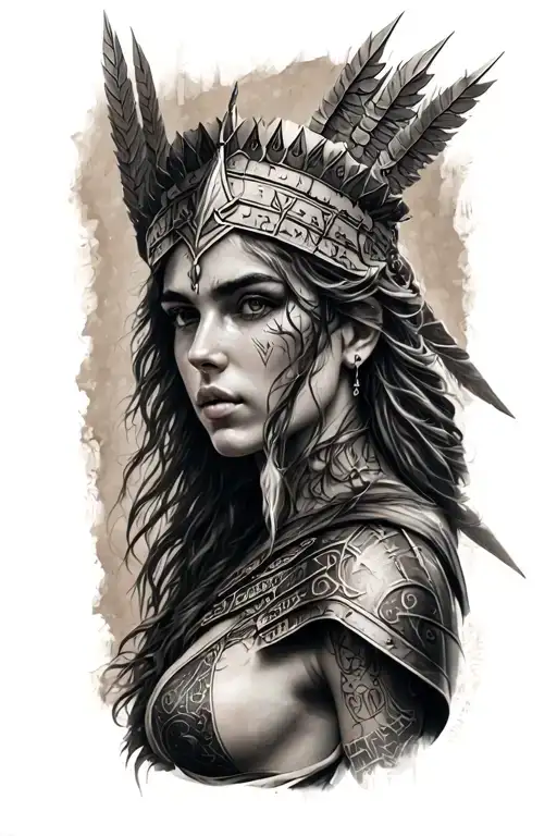 Valkyrie On The Forearm With Runes