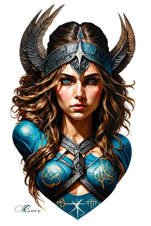 Valkyrie On The Forearm With Runes