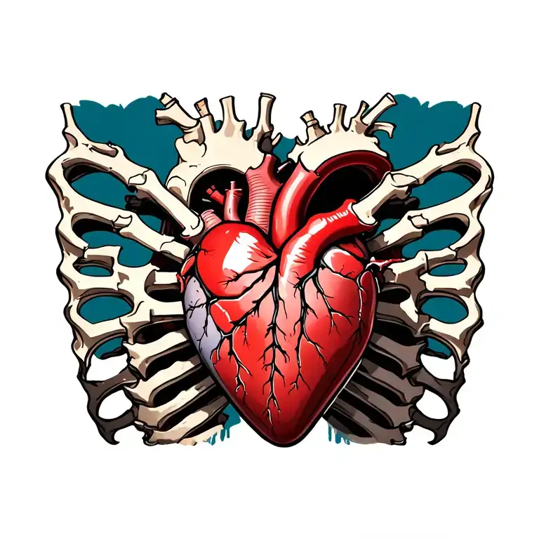 Ripped Skin With Ribs And Heart