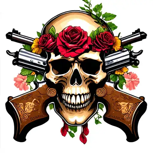 Chicano Skull Guns