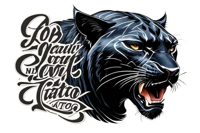 Black Panther Chest Tattoo With Words