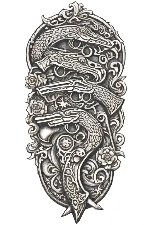 Don't Tread On Me Flintlock Pistols Crossing Each Other