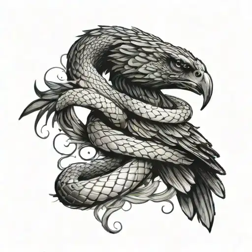 Angry Snake And Crow