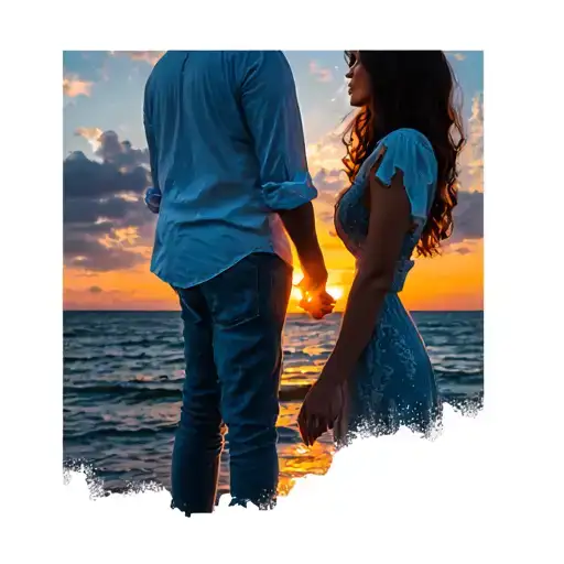 Couples Holding Hands In Sunset Evening