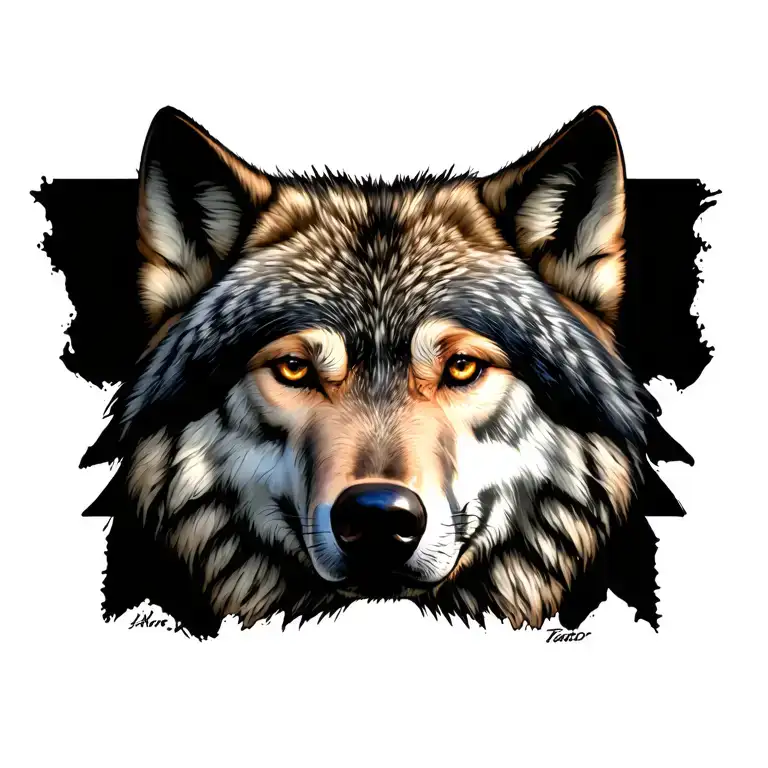 Split Wolf Face