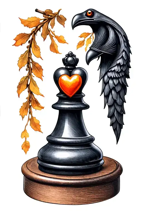 A Rook Chesspiece With A Small Orange Heart