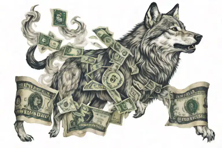 Wolf And Money With Smoke Rising