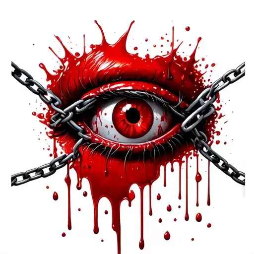 Bloody Eyes With Chains Around Them En Bloodspatters In Color