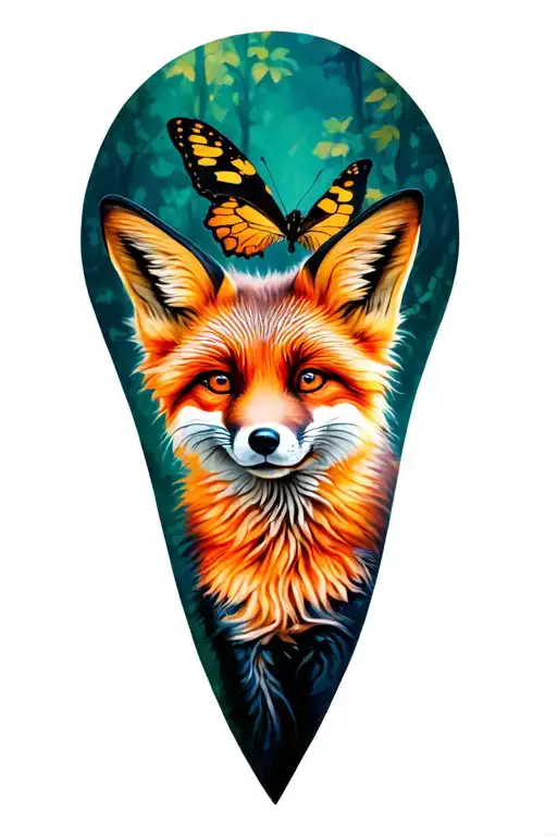 Fox And Butterfly