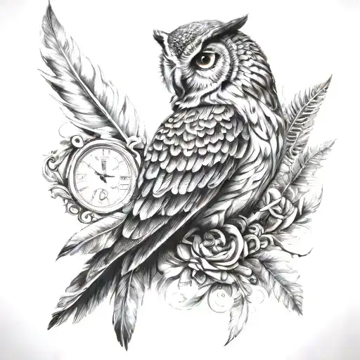 Athena With Owl And Feathers