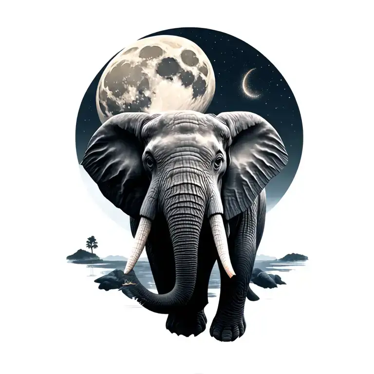 Full Moon And Elephant Head