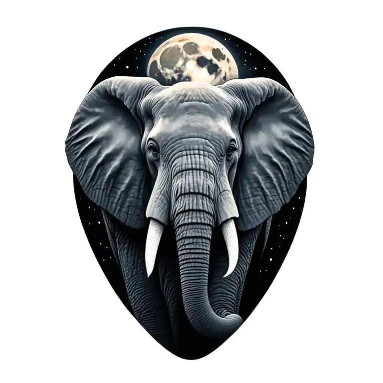 Full Moon And Elephant Head