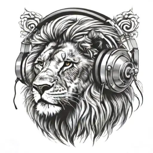 Lion With Headphones