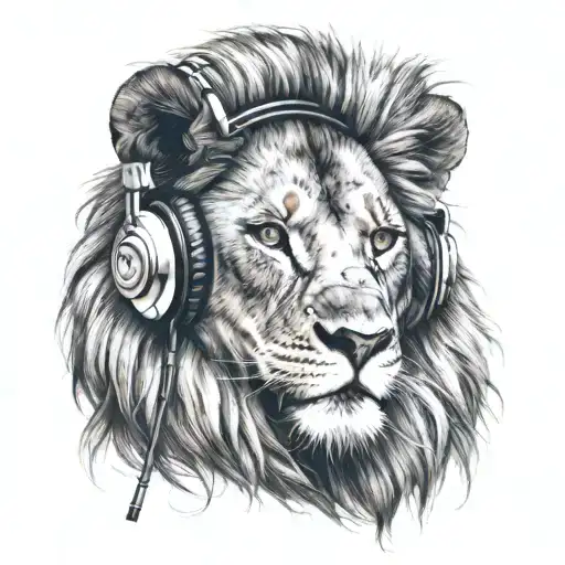 Lion With Headphones