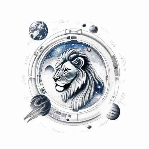 An Astronaut Exploring A Futuristic Lion-shaped Planet