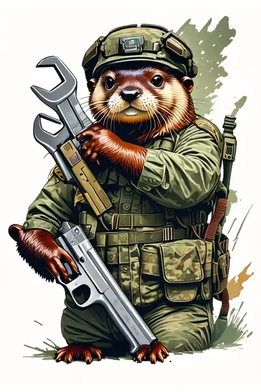 Military Otter Full Gear With Gun A Wrench