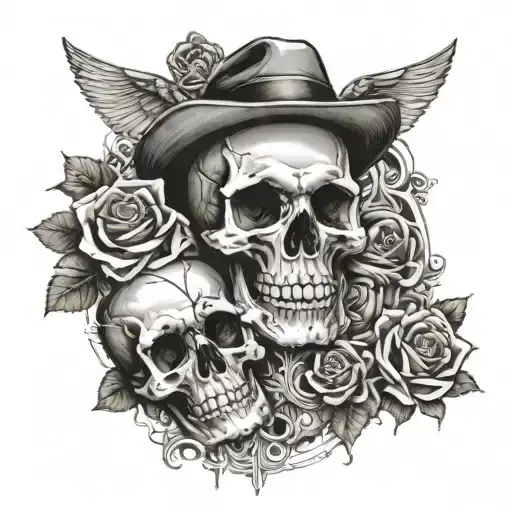 Father Passing Roses Skulls Smoke Gangsters Money Chicano