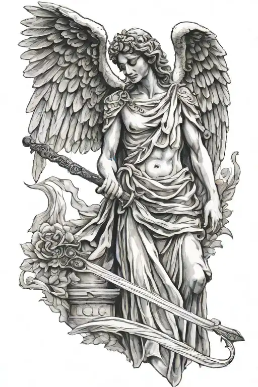 Weeping Angel Holding A Sword
