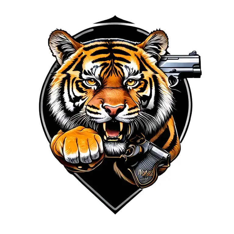 Tiger Holding A Pistol