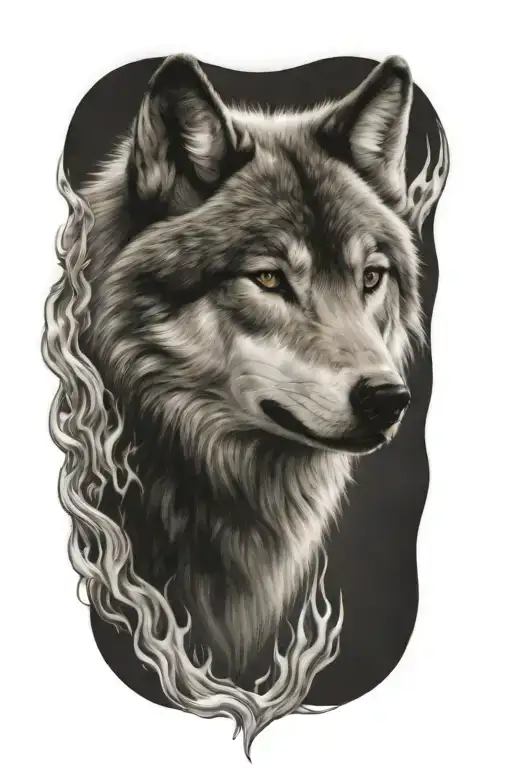 Wolf Fire Flames Left Arm