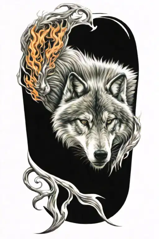 Wolf Fire Flames Left Arm