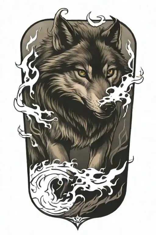 Wolf Fire Flames Left Arm