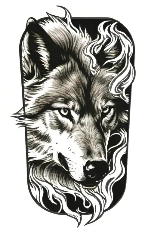 Wolf Fire Flames Left Arm