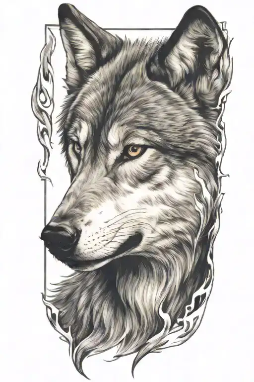 Wolf Fire Flames Left Arm