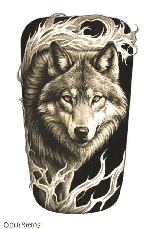 Wolf Fire Flames Left Arm