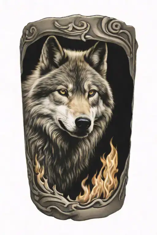 Wolf Fire Flames Left Arm