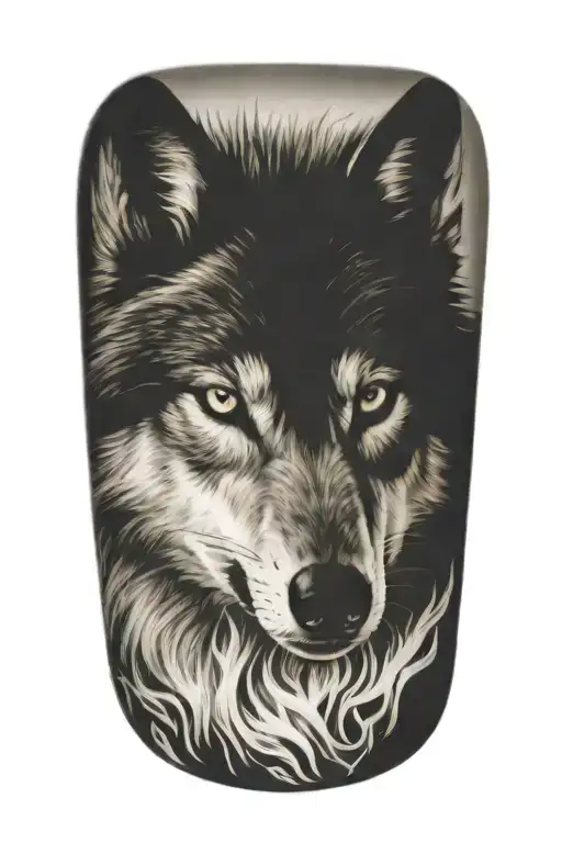 Wolf Fire Flames Left Arm