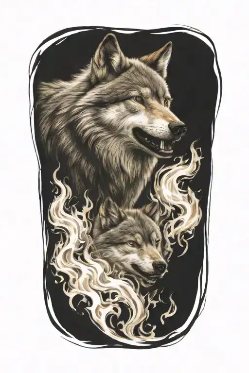 Wolf Fire Flames Left Arm