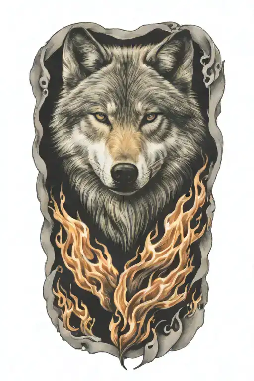 Wolf Fire Flames Left Arm