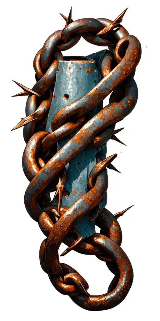 Rusty Barbed Chains Wrapped