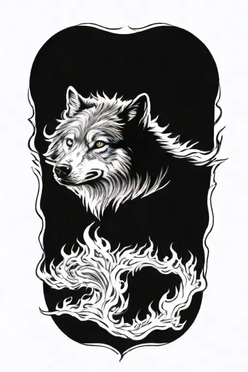 Wolf Fire Flames Left Arm