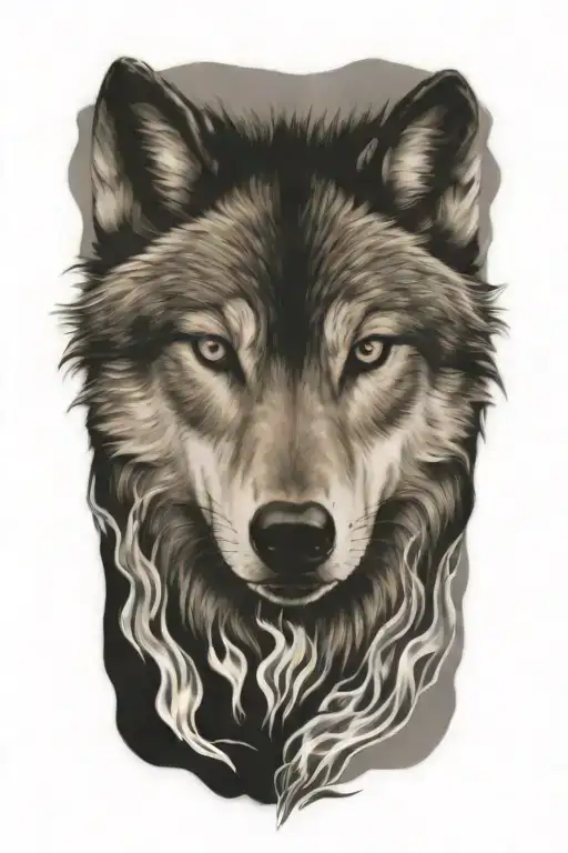 Wolf Fire Flames Left Arm