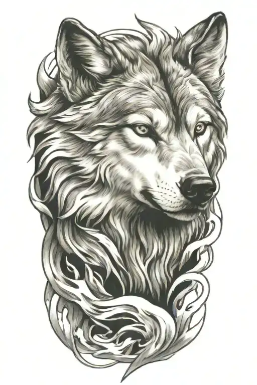 Wolf Fire Flames Left Arm